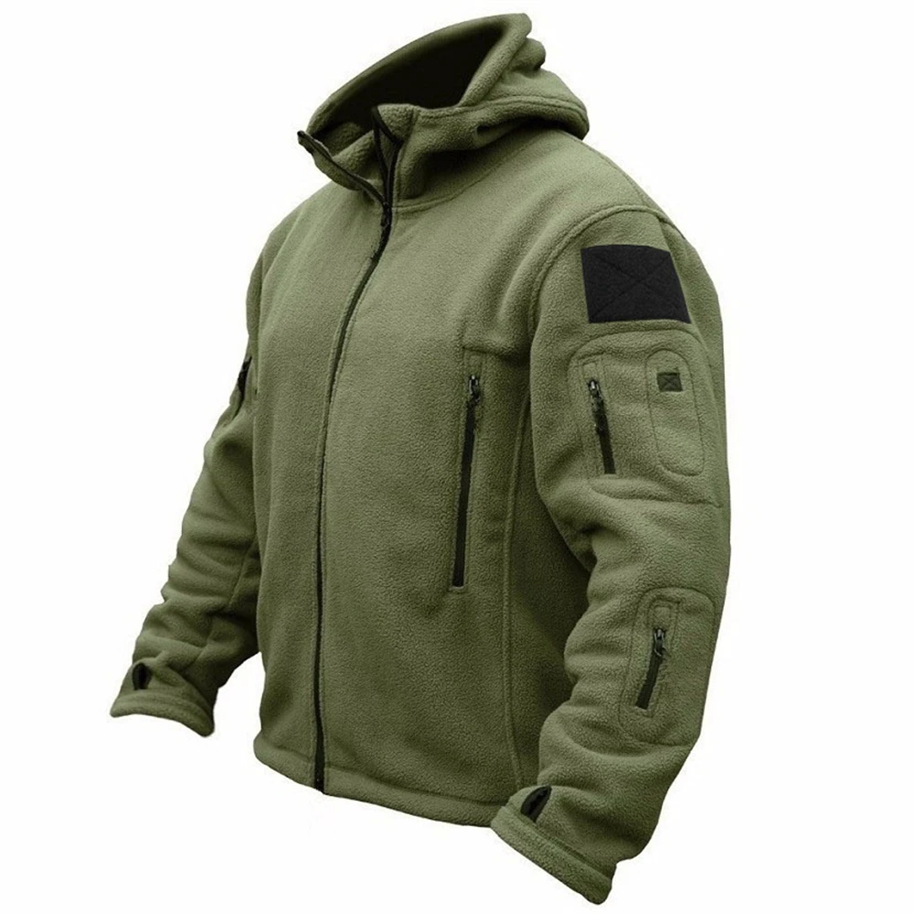 High Version Thickening Winter Fleece Jacket Men Military Tactical Jacket Solid Warm Fleece Coats With Hat Outdoor Hiking Jacket