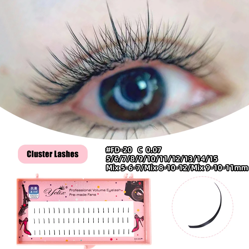 Yelix Natural Soft Individual Lashes Comic Lash C Curl Easy Grafting Makeup Extension Natural Look Daily Eyelashes Makeup view 3