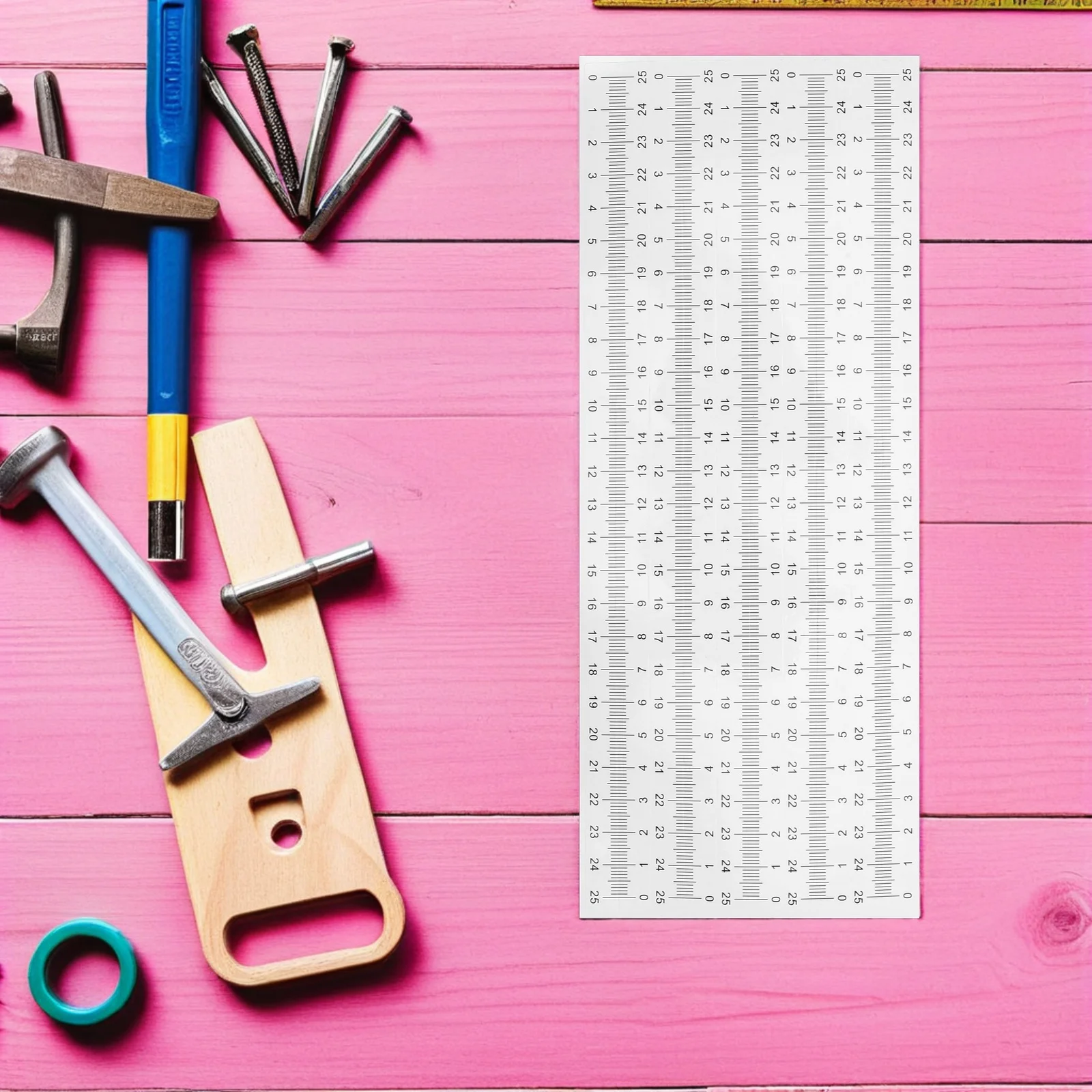 

50Pcs Self Adhesive Ruler Tape Peel Stick Measuring Tape Sticker 0-25cm Precision Woodworking Scale Sticker Graduation Ruler