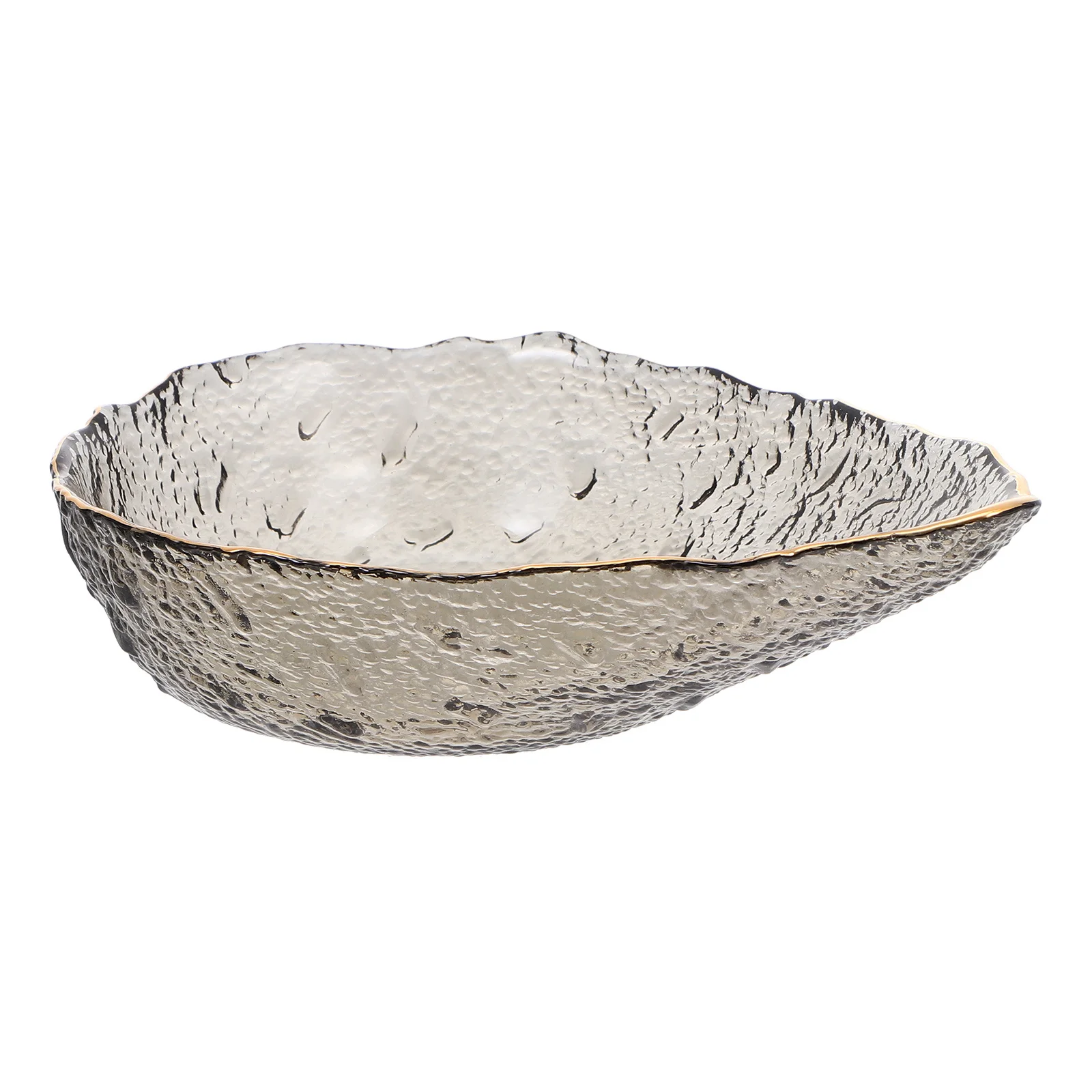 

1pc Smoke Gold Rimmed Glass Fruit Bowl Large Capacity Salad Mixing Bowl For Home Restaurant Hotel Food Storage Vegetable Noodle