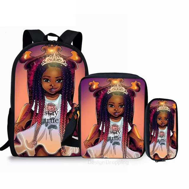 

Black Girl Magic Afro Lady 3pcs/Set Backpack 3D Print School Large Capacity Bag Travel Laptop Daypack Shoulder Bag Pencil Case