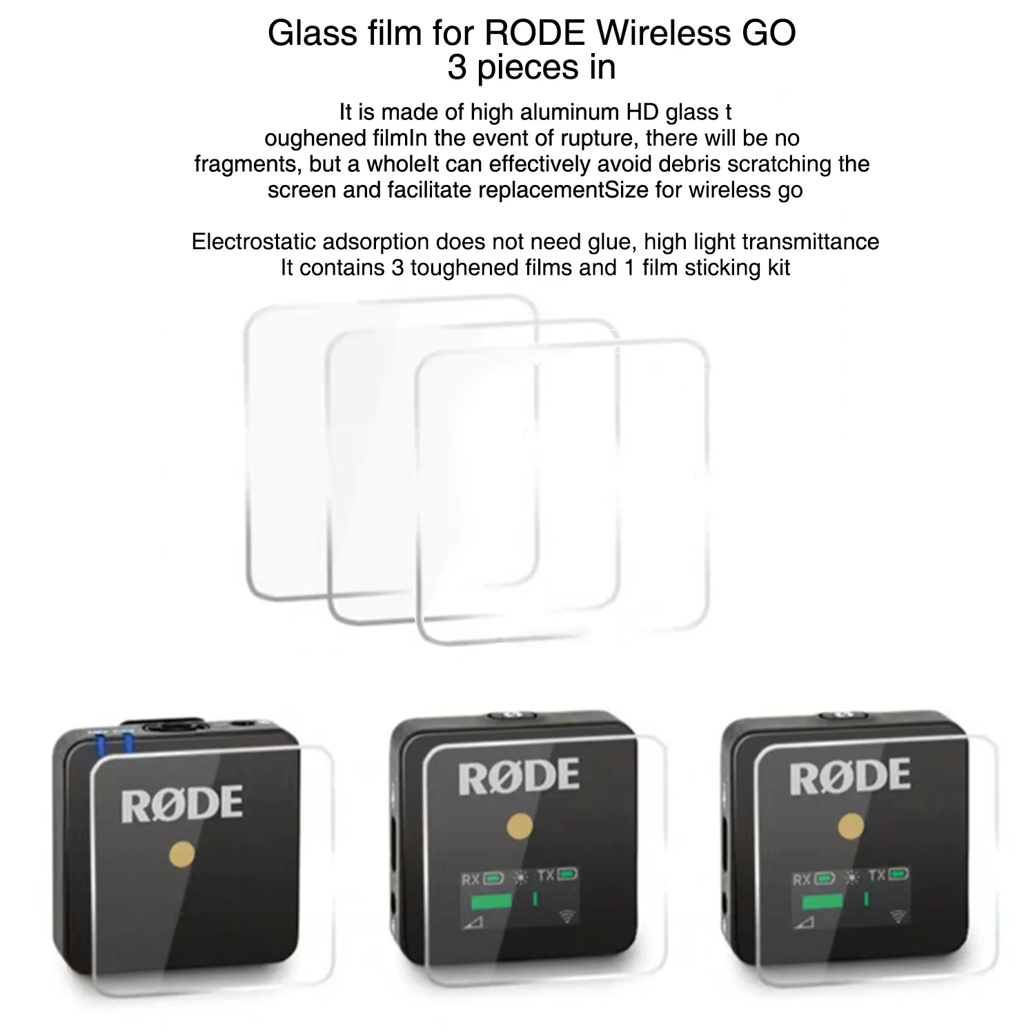 Закаленное стекло для защиты экрана микрофона Rode Wireless GO II / Mark I