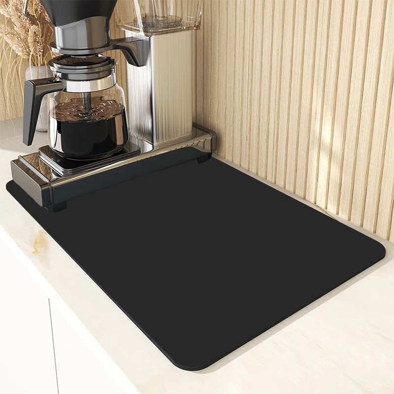 

40*50cm Black Tableware Drainer Mat Home Kitchen Countertop Absorbent Easy Dry Coasters Washable Insulated Drying Placemats