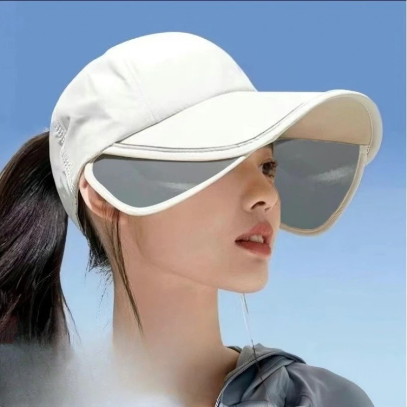 Outdoor-Sonnenhut, Golf-Sonnenschutz, Damen-Sommerhut mit breiter Krempe, Sport-Sonnenhut mit vollständigem Gesichtsschutz, offener Schirm, Entenschnabelhut