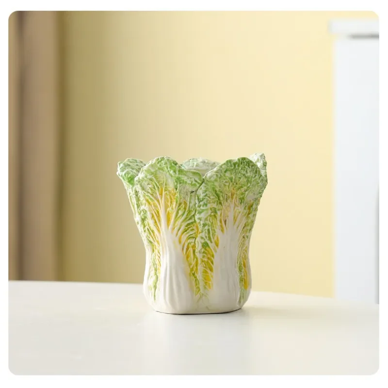 

Makeup Brush Storage Cylinder High Sense of Luxury Ceramic Chinese Cabbage Pen Holder Cosmetics Lipstick Desktop Storage Box
