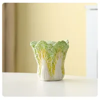 Makeup Brush Storage Cylinder High Sense of Luxury Ceramic Chinese Cabbage Pen Holder Cosmetics Lipstick Desktop Storage Box