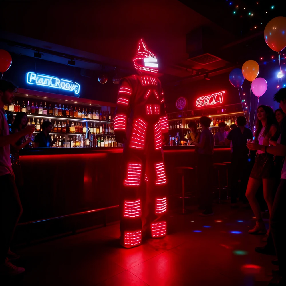 

LED RGB Stilts Walker ROBOT SUIT Light UP Stage Performance Club Wear Cosplay Celebration Party Bar Dance Costume