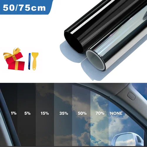 75/50cm X 3/10m Película de tinte para ventana coche, Película unidireccional pegatinas vinilo privacidad, parasol, Protector Solar ventanas, vidrio tintado autoadhesivo pelicula Tintada Adhesivo Protección Cristal