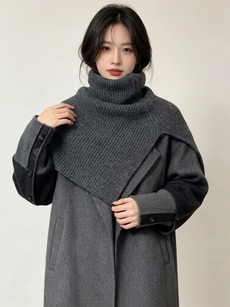 New Style Irregular Knitted Scarf Women's Autumn Winter Warmth Cowl Neck Wrap Fashionable Layered Woolen Neck Warmer
