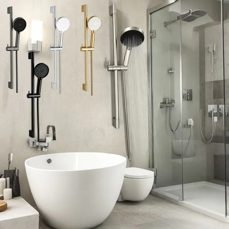 Sliding Bar Handheld Shower Set Bathroom Brushed Nickel Adjustable Stainless Steel Bar With 3-Function Handheld Shower 1.5M Hose