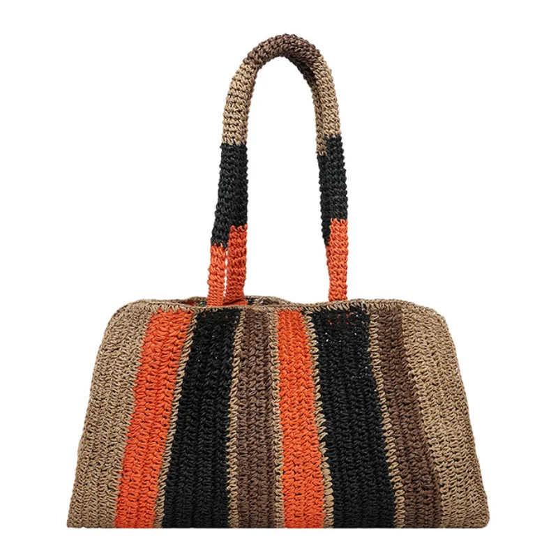 

Сумка-тоут ручной работы из плетеной соломки, большая вместительная сумка в богемном стиле, пляжная сумка через плечо для отпуска, женская летняя сумка-хобо