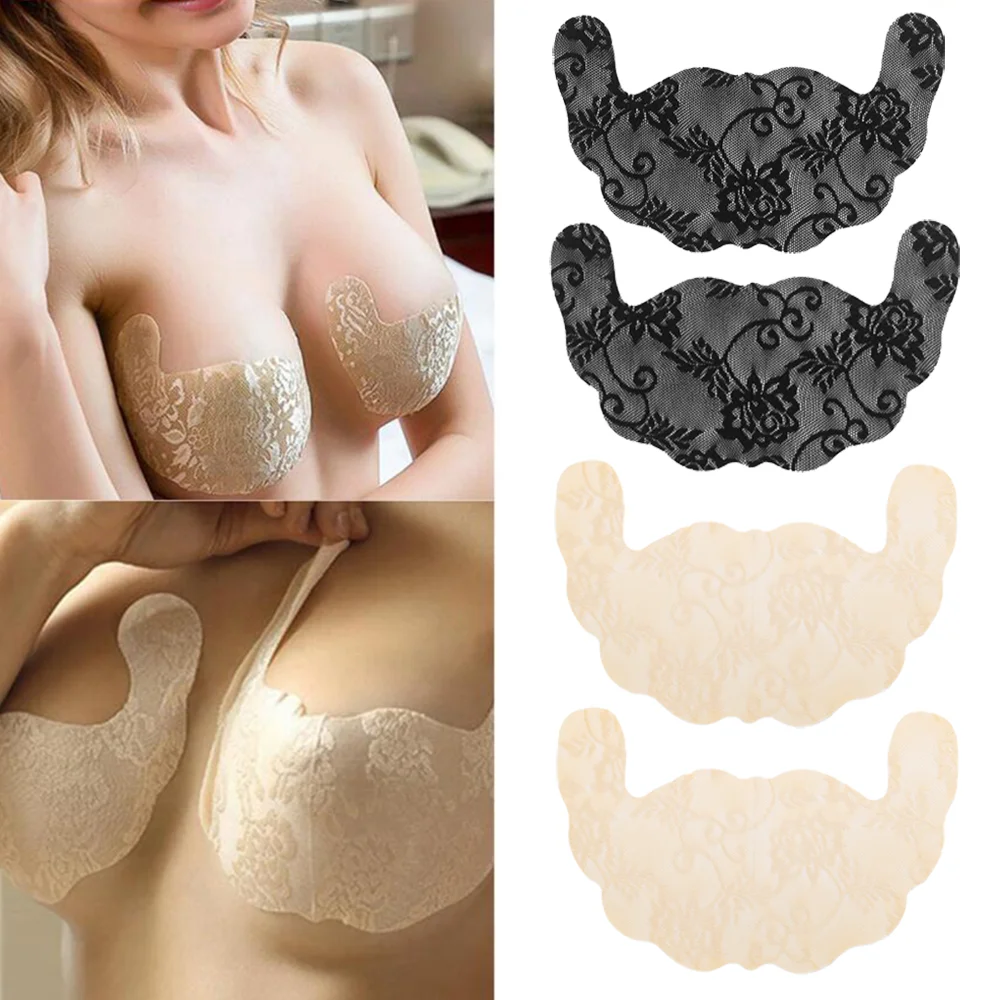 

Women Mesh Chest Stickers Invisible Breast Lift Tape Overlays Nipple Stickers Reusable Bra Nipple Covers Nude Black Breast Pad