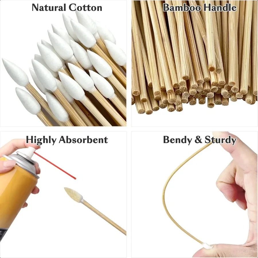 600 500 400 PCS Gun Cleaning Swabs 6 LintFree Long Cotton Swabs Bamboo Handle Precision Firearm Maintenance Kit Electronics Ins
