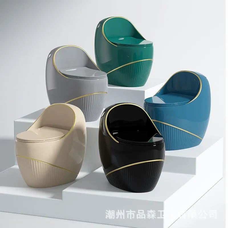 Wholesale Modern Grey Egg Shaped Toilet Siphon Flush Water Saving Compact Bathroom Fixture Light Luxury Style Household