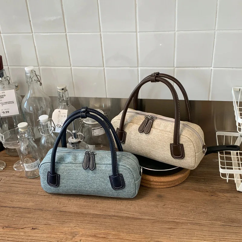 2026 New Retro Women's Handbag Fashion High Quality Denim Single Shoulder Storage Bag Solid Color Versatile Girl Crossbody Bag