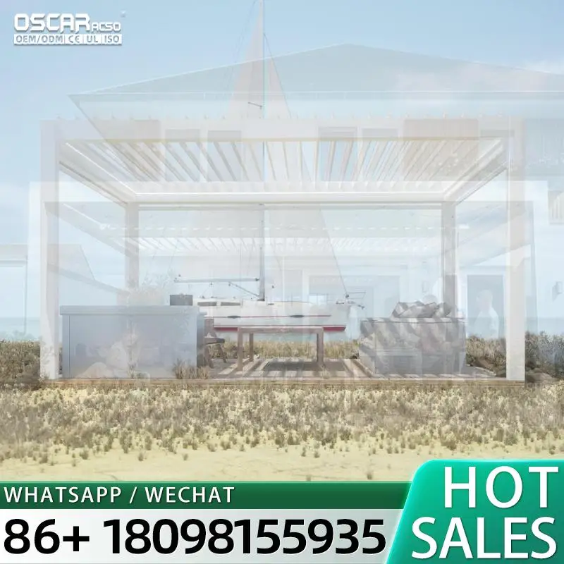 Heavy Duty Aluminum Pergola Adjustable Rotating Louver Top Weather Resistant Sustainable Contemporary Patio Deck Backyard Outdoo