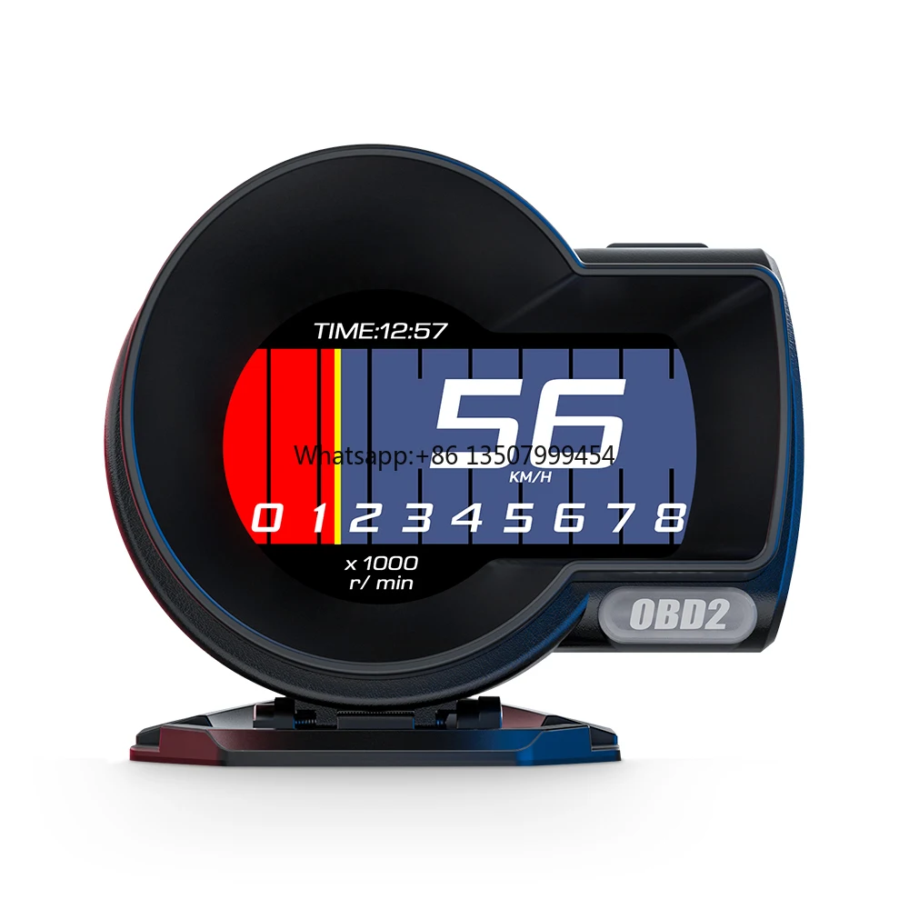 

Universal OBD2+GPS Smart Gauge Smart Digital Instrument Speedometer Water Temperature/Voltage/Clock Overspeed HUD F8 PULS