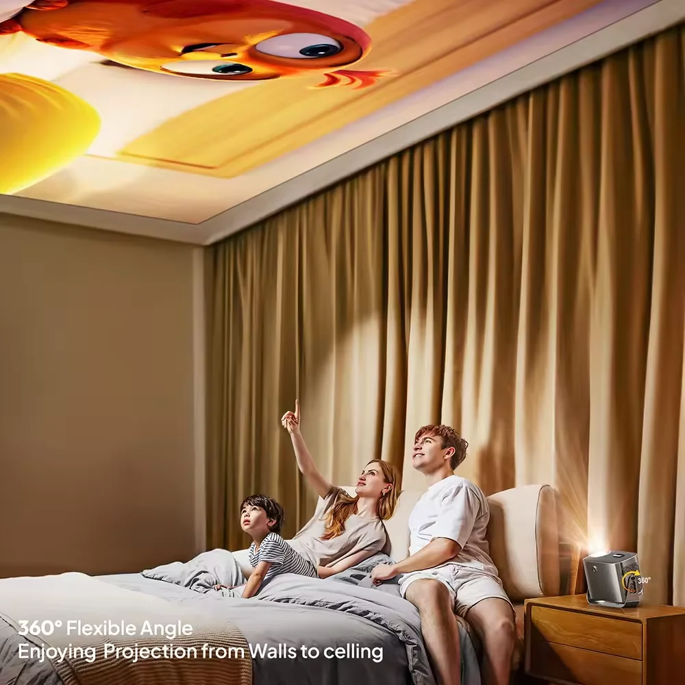 Heimkino 4K Android 11 Projektor Smartphone Native Autofokus Keystone BT5.2 WIFI 6 Portable 360 °   Drehen Sie einen 1280*720P-Projektor