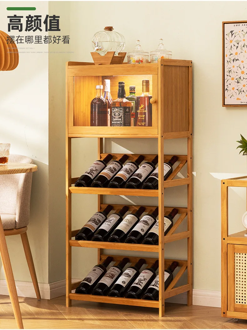 Portabottiglie per la casa Portaoggetti dal pavimento al soffitto Espositore in legno Scaffale