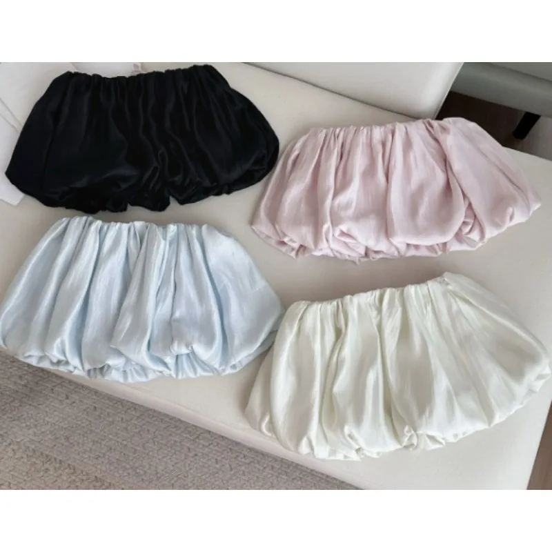 

Весенняя женская плиссированная мини-юбка с оборками, эластичным поясом, пышная короткая юбка, милая однотонная женская юбка-баллон для девушек