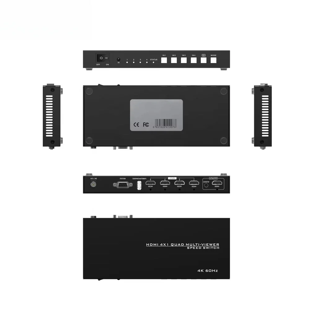 4K Splitter Quad Screen Splitter Video Splitter Switcher de vídeo para TV Laptop Display do computador