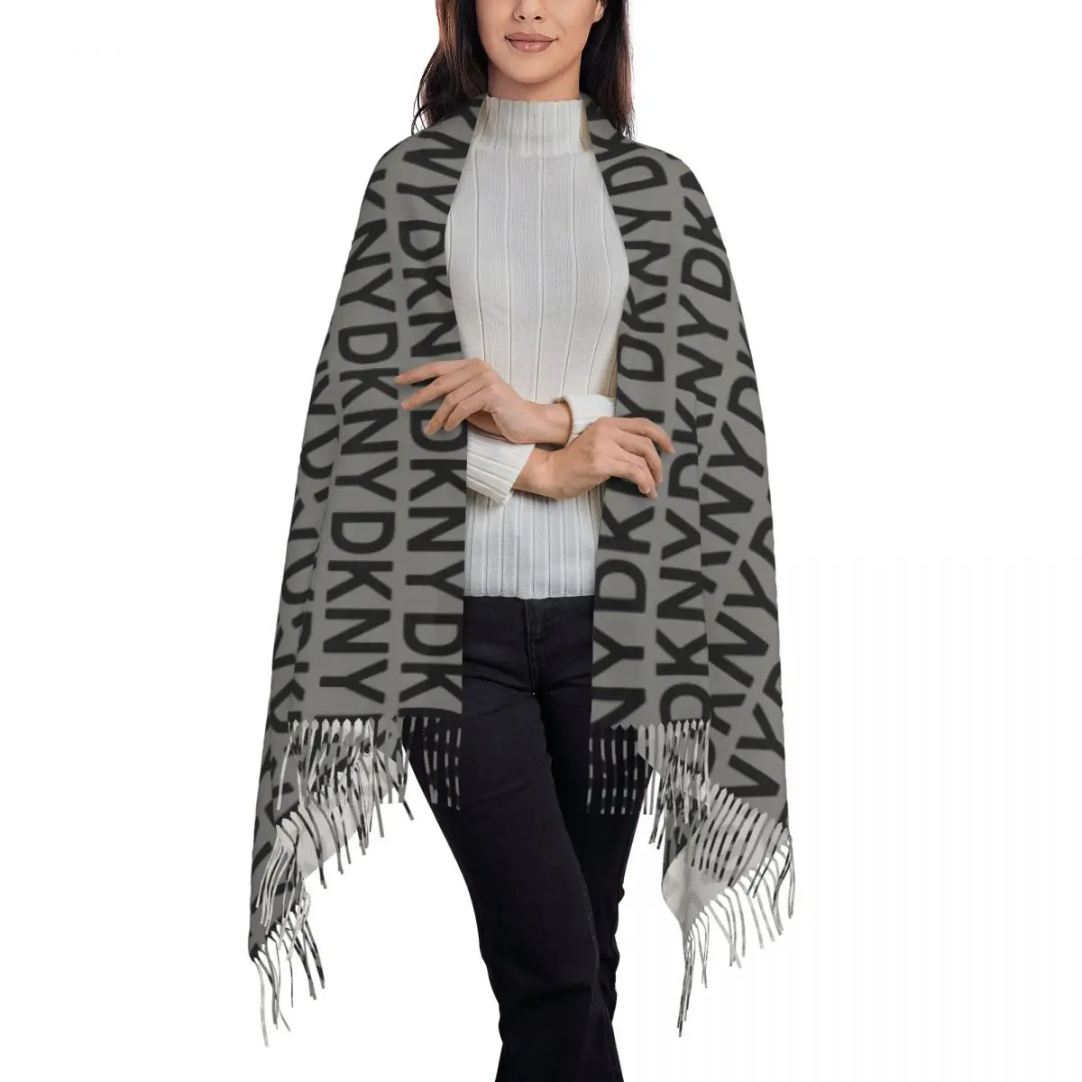 Warm Soft Scarf Winter  Logo Shawls and Wrap Fashion Doodle Custom Bufanda Ladies Luxury Brand Scarves Wraps