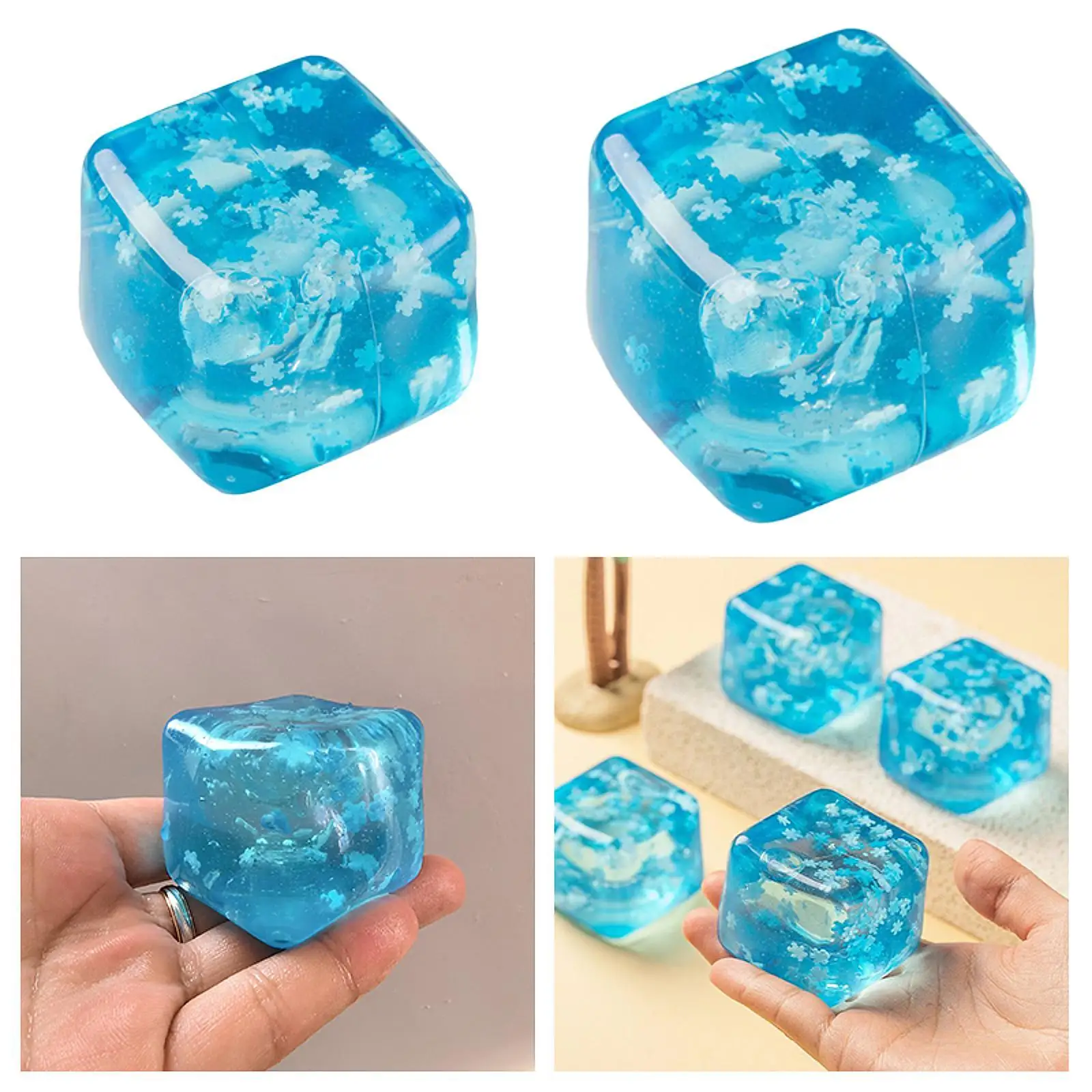 Ice Cube Stress Ball Calming Quiet Relaxing Funny Cube Squeezing Toy for Birthday Gift Classroom Prizes Party Favors Age 3+