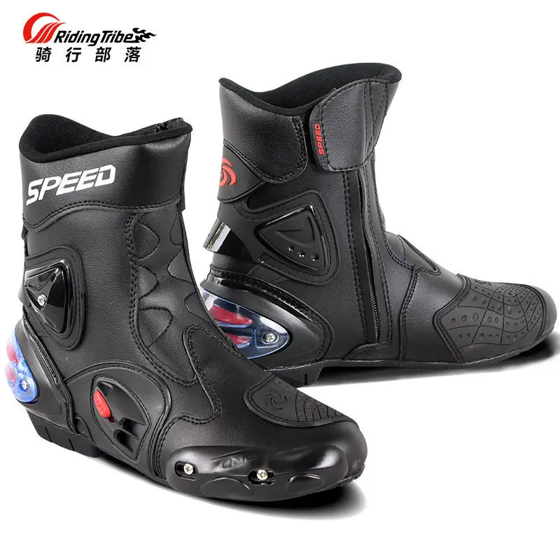 

Four Seasons Motorcycle Boots Men Microfiber Leather Racing Boot Motorboats Knee-high Motocross Motorbike Botas Moto Boots