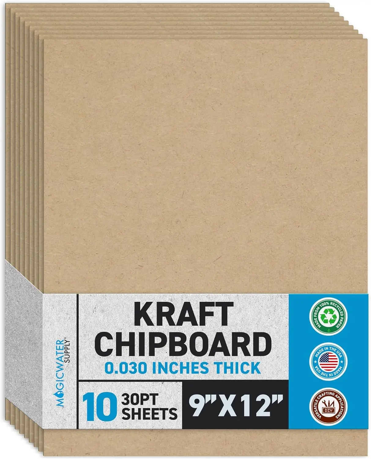 

Chipboard Sheets 9x12 Inch 10 Pack Heavy Duty Kraft Paperboard for Scrapbooking, Picture Frame Backing, DIY Crafts