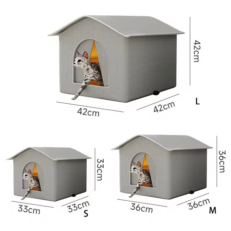 Wasserdichtes Katzenhaus für den Außenbereich, erhöhtes Design, isoliert für den Sommer, warm für den Winter, wetterfestes Tierhaus für wilde Katzen und Hunde im Freien – Detail 10