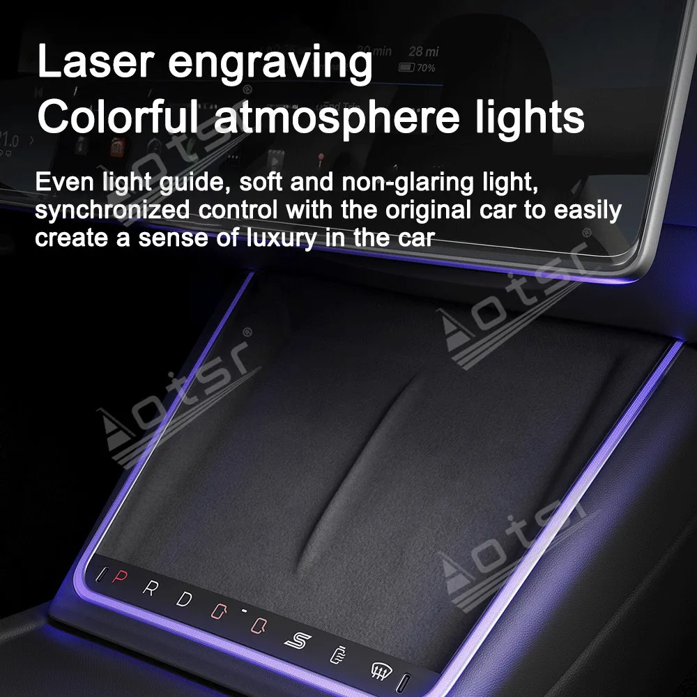 For Tesla Wireless Ambient Light Button & Fast Charging Module, Original Car Style, Vibration Feedback, Laser Engraved Lights
