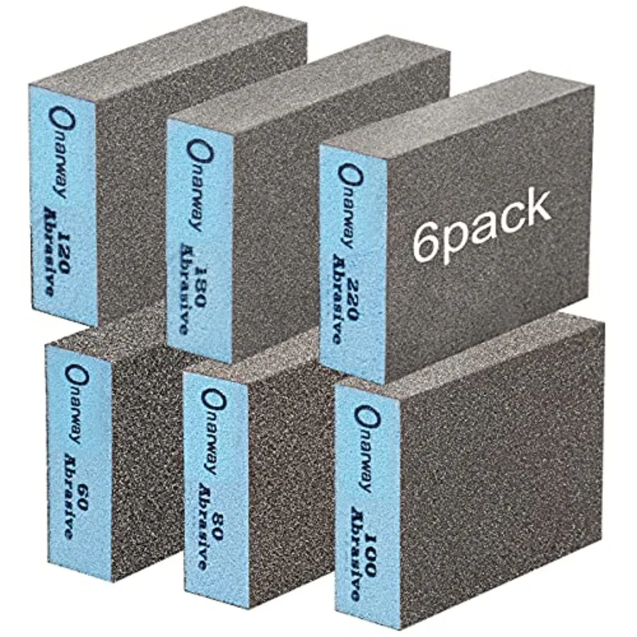 

Sanding Blocks 6 Pack Wet and Dry Dual-use Sanding Sponges, Coarse and Fine - 60/80/100/120/180/220 Grits 6 Different Specifica