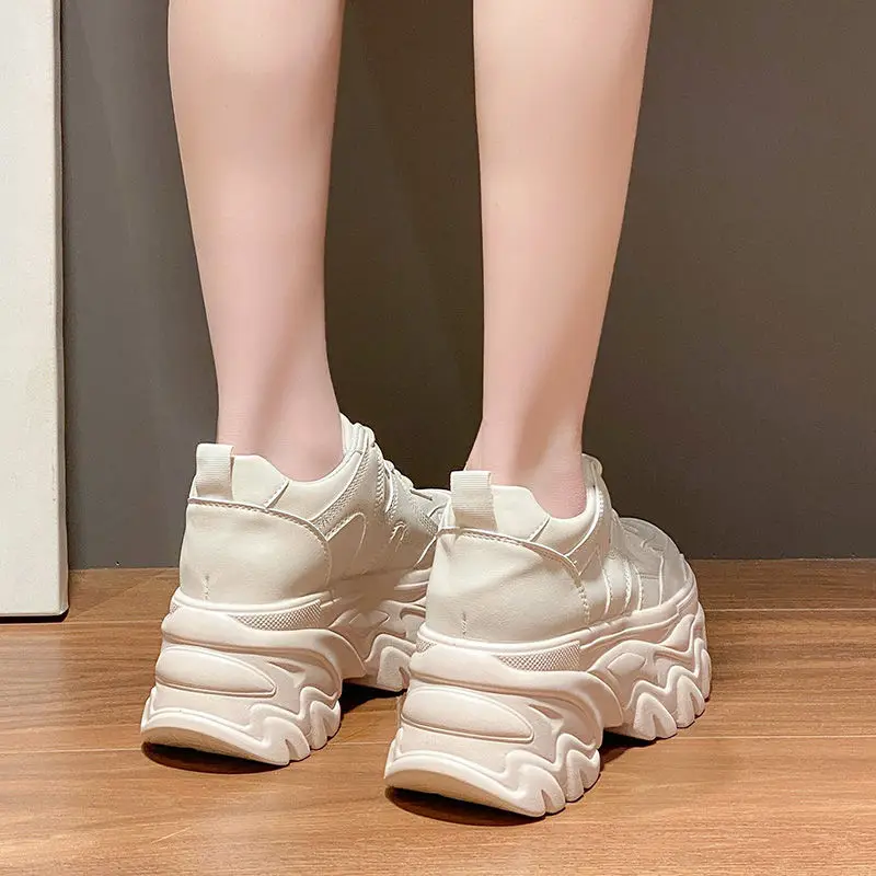 Thick Bottom Small Heightened Daddy Shoes 8cm Female 2023 Spring New Platform Leisure Sports Sneakers Women