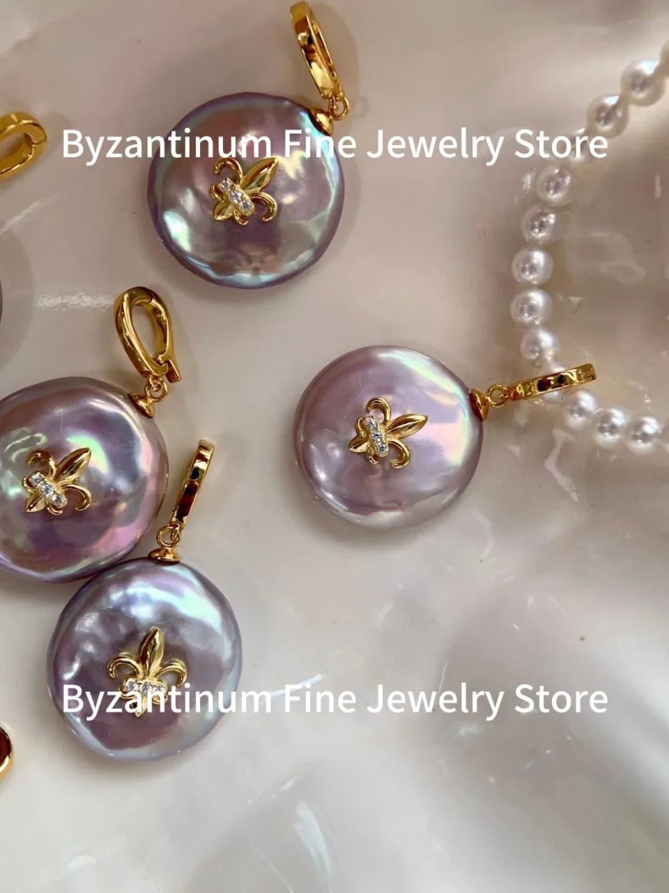 Certificated 925 Silver Iris Pendant In Natural Freshwater Purple Pearl Aurora Luster Cameo Daisy Charm Necklace Keshi Jewelry