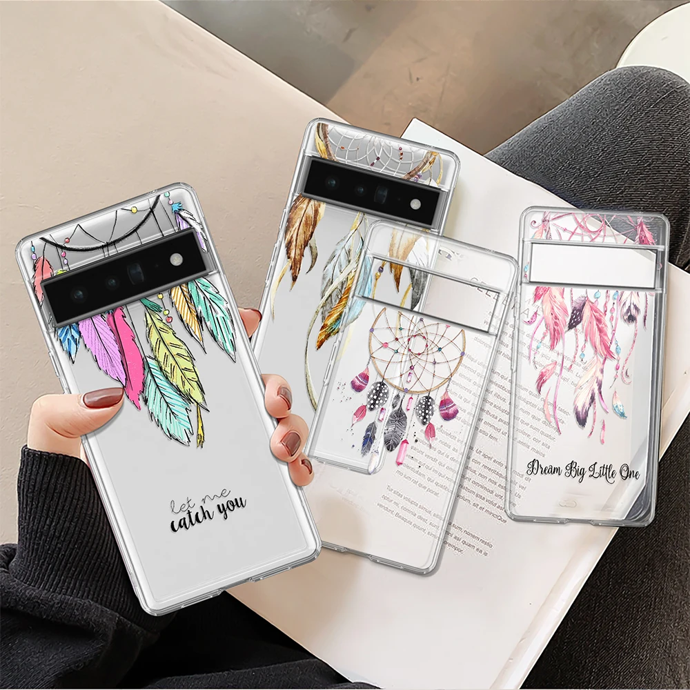 Dream Catcher Case for Google Pixel 7a 7Pro 7 6a 6 6Pro 5 5a 5G 4XL 4 2 3XL 2XL 3 3a 3aXL 4a Transparent Soft Silicone Cover