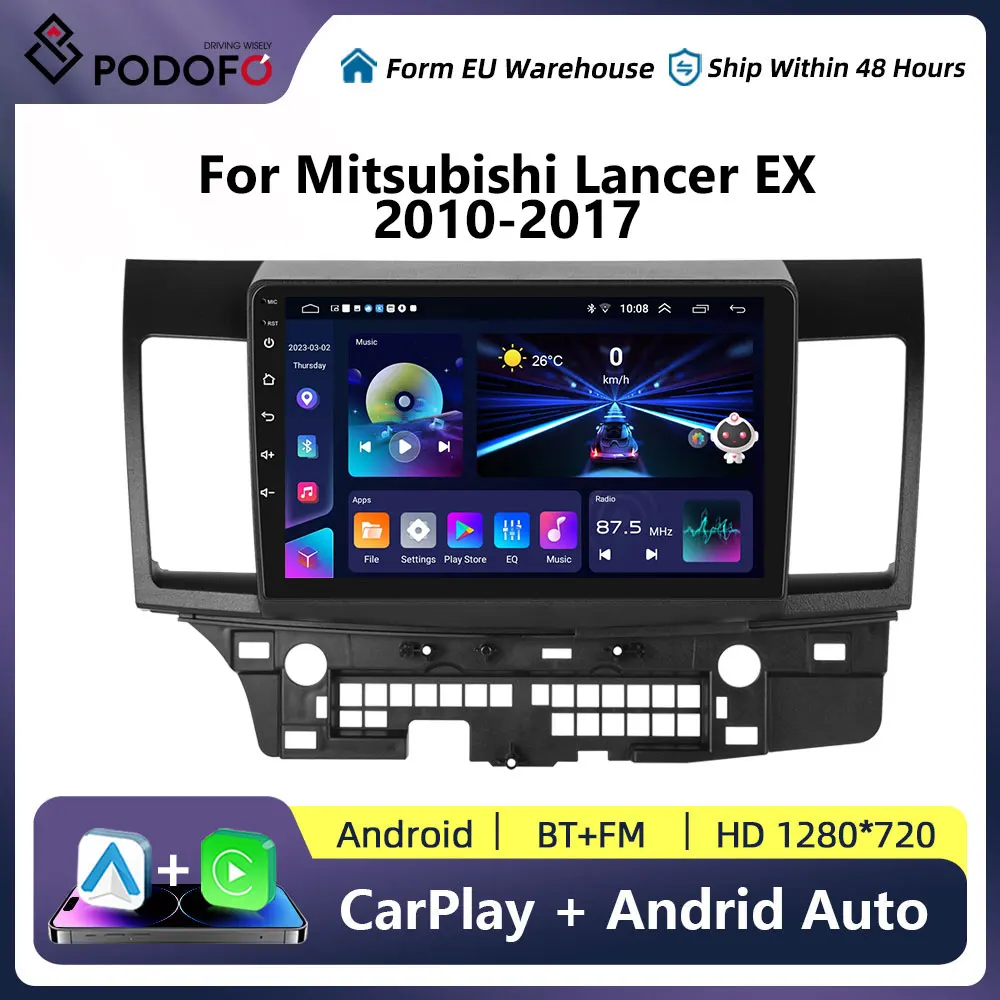 Podofo For Mitsubishi Lancer EX 2010-2017 Car Radio GPS MP5 With Android Player Stereo 2Din Head Din Mitsubishi Stereo