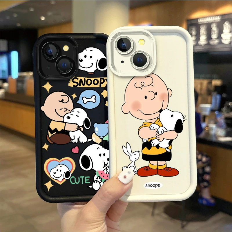 Funny Snoopy Charlie Brown Cartoon Phone Case For iPhone 16 Pro Max Case 15 14 13 12 11 Pro XR X XS Max 8 7 Soft Dustproof Cover