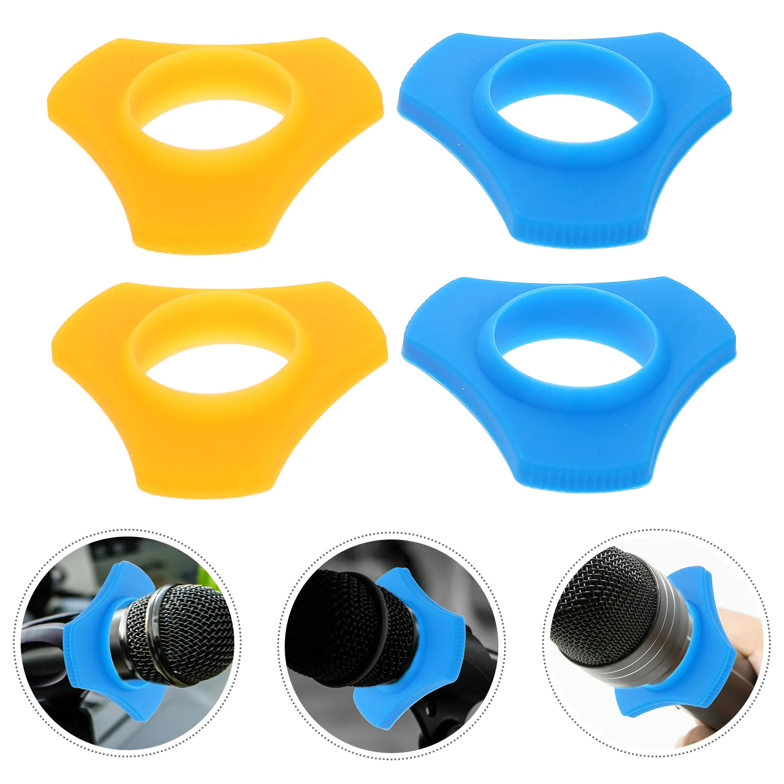 

4pcs Silicone Anti-Slip Microphone Rings Triangle Grip Protection For Handheld Mic Anti-Roll Drop Resistant Mic Replacement