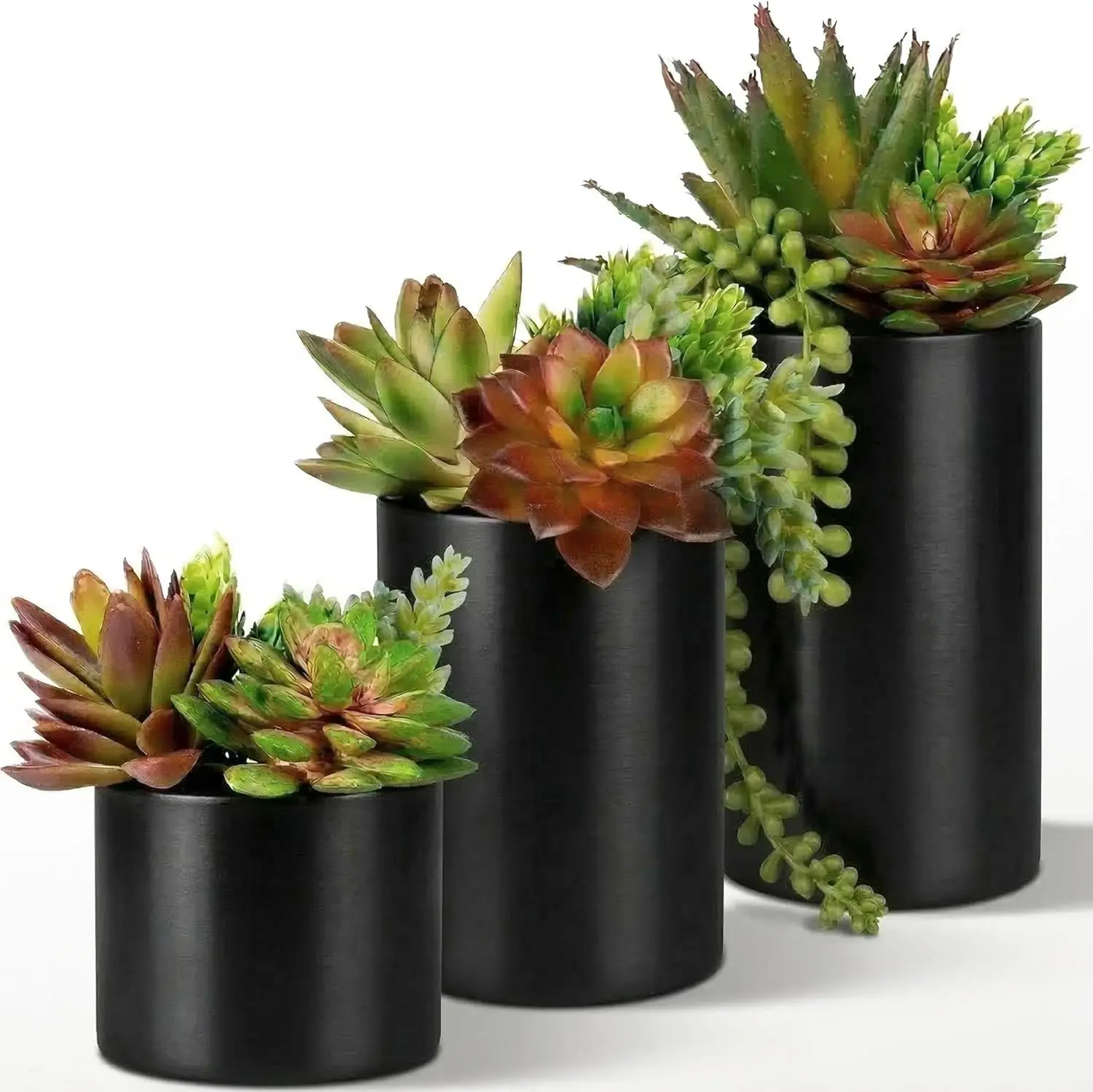 

Realistic Artificial Succulents in Ceramic Pots (3 Pack) for Home, Office & Bathroom Décor