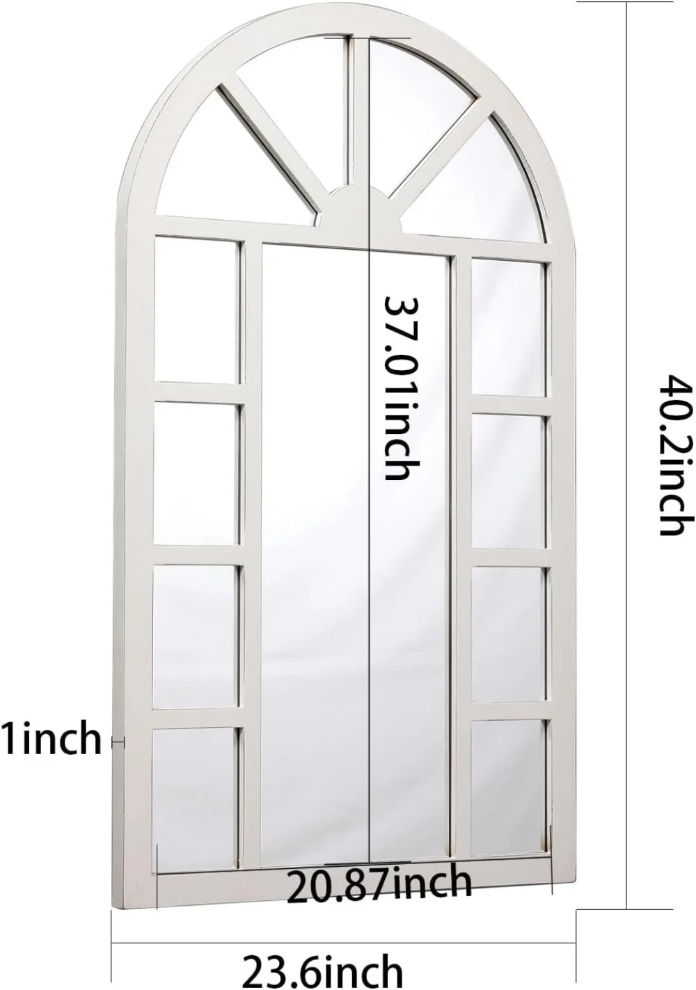 Rustic Wooden Arched Window Mirror 24x40