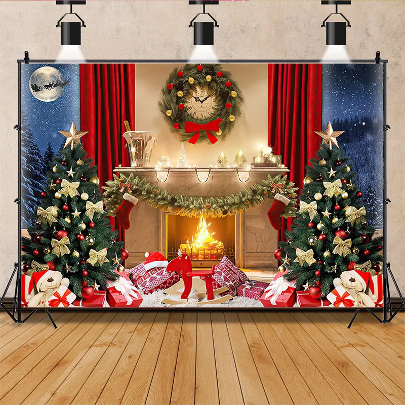 

SHUOZHIKE Christmas Tree Window Candy Photography Backdrop Wooden Doors Snowman Cinema Pine New Year Background Prop LPR-10