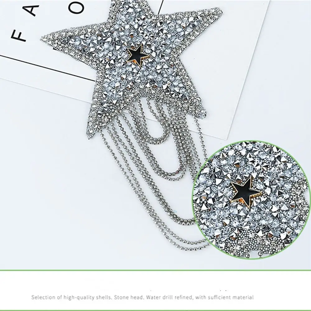 

Аппликации для одежды с узором в виде пятиконечной звезды, блестящие, с пайетками, вышитые, термоклеевые нашивки, аксессуары для одежды