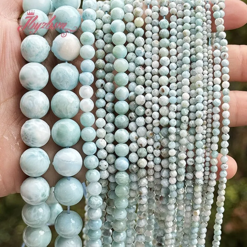 Natural Larimar Stone Beads Round Spacer Loose DIY Strand 15Inches For DIY Necklace Bracelats Jewelry Making Free shipping