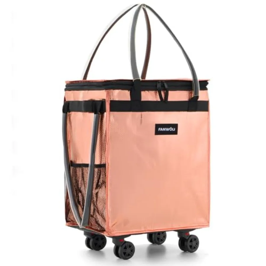 

Medium Reusable Grocery Bag on Wheels with Upgraded Wrinkle-Resistant Fabric Enhanced Stability Wheels and Extended Handle Fold