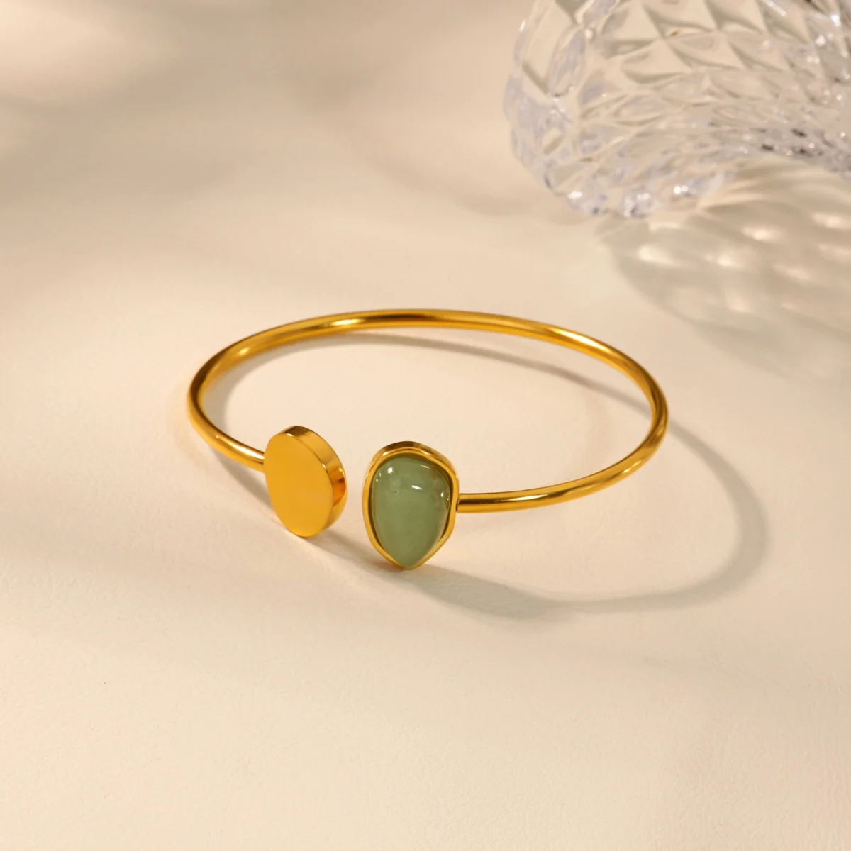 

Gold Plated Stainless Steel Imitation jade Geometry Bracelet for Women Simple Punk no fade Wrist Jewelry Accessory Fashion 2025