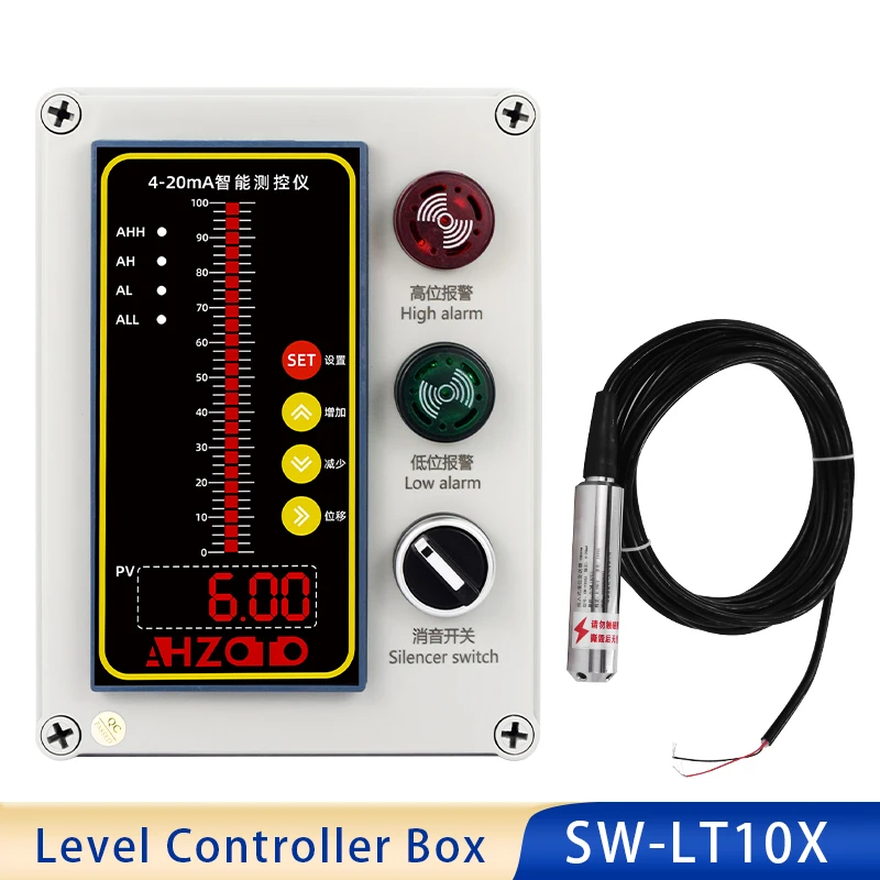 

Liquid Level Display Control Box Waterproof Integral Level Transmitter Controller Input 4-20mA Water Level Alarm Tank