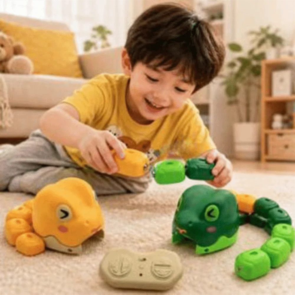 Magnetic RC Snake Car Toy Rechargeable Bead Eating Greedy Snake Car Desktop Interactive Remote Control Car Tabletop Game