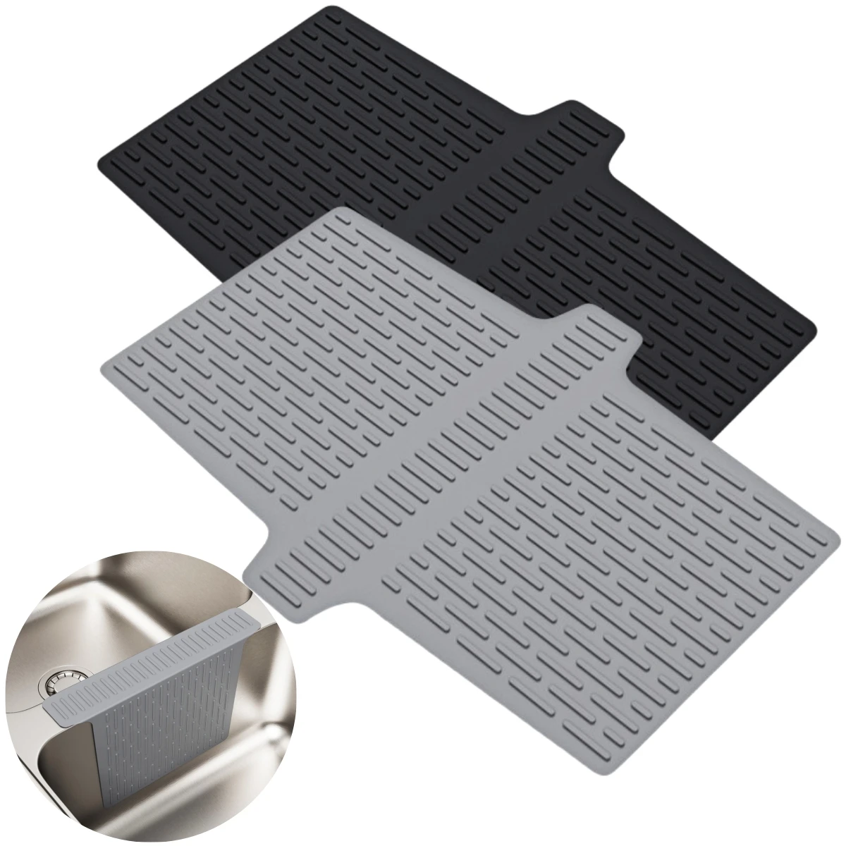 

Dishwasher Safe Heat Resistant Pad Silicone Sink Mat Patterned Texture Pleasant Kitchen Atmosphere Robust Silicone Material