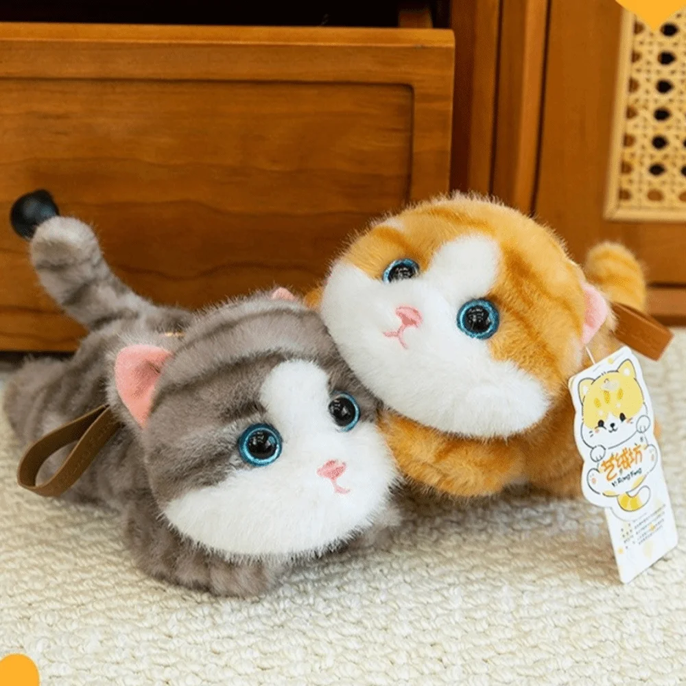 New Realistic Kitten Shape Cat Keychain Sitting Cat Furry Cat Pendant Lying Cat Soft Keychain For Bag Decoration