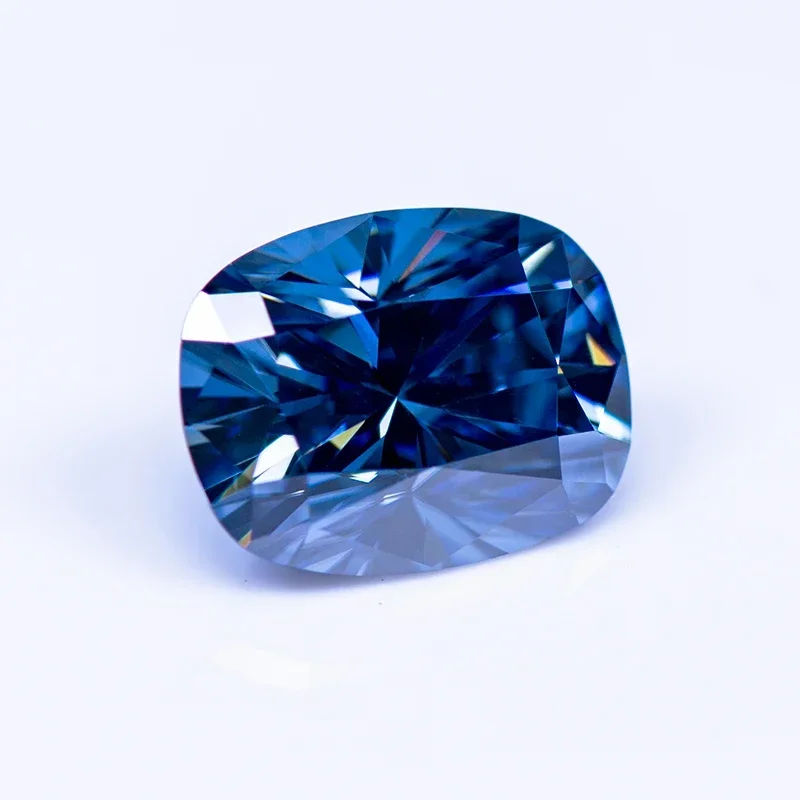 Moissanite Stone Cushion Cut Royal Blue Primary Color Lab Grown Diamond Advanced Jewelry Making Materials with GRA Certificate